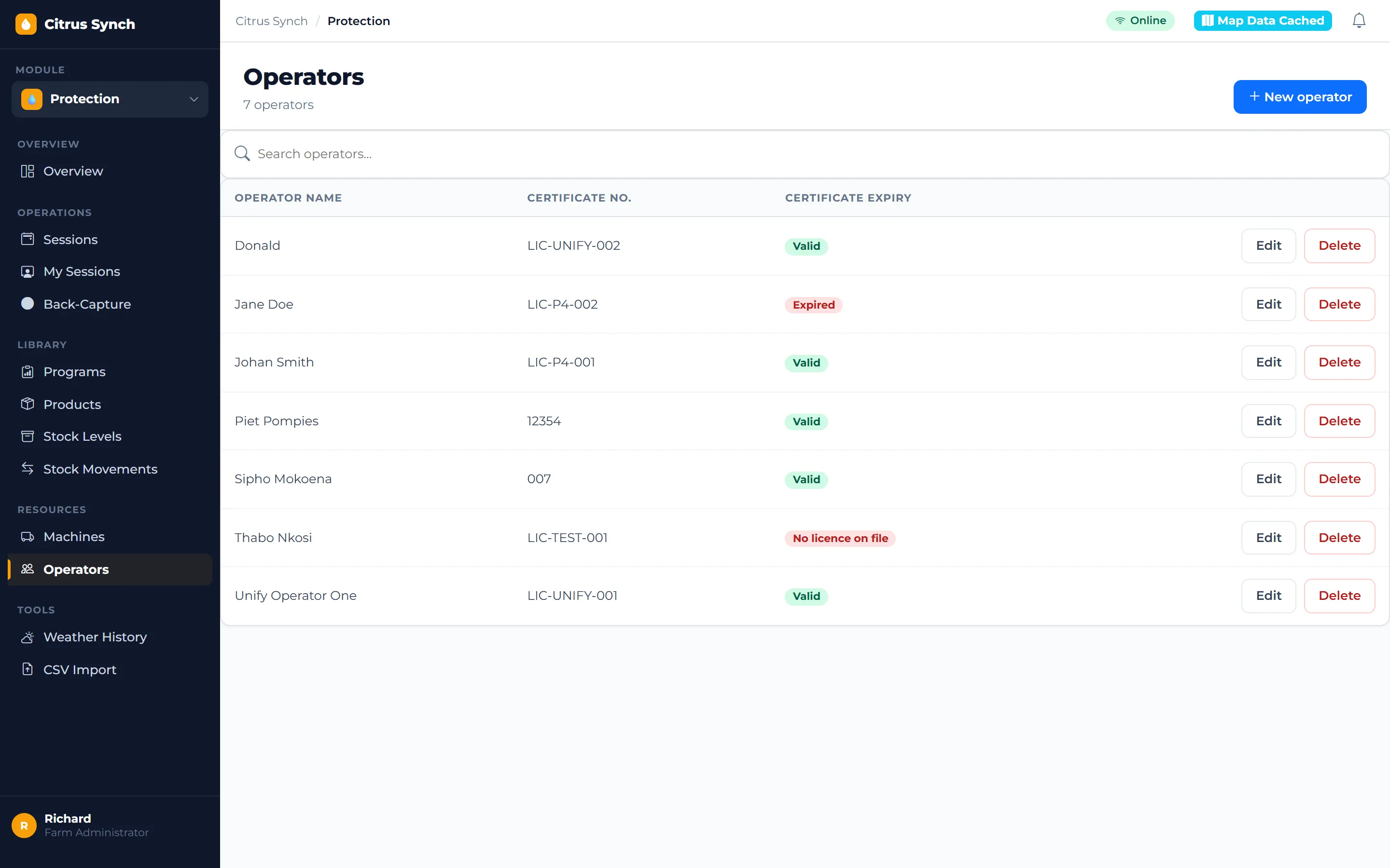 Operator registry